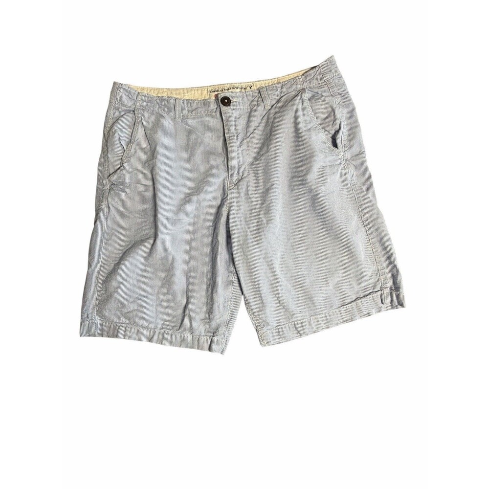 American Eagle Short Men's 36 Blue Stripe Extreme Flex Classic Seersucker Preppy